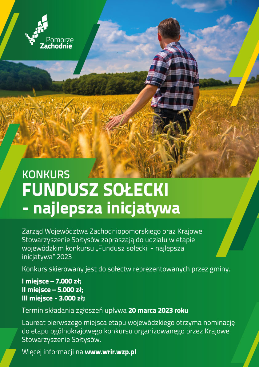 plakat konkursu ukazujący rolnika w polu