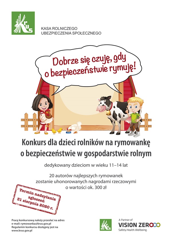 Plakat promujący konkurs "Dobrze się czuję, gdy o bezpieczeństwie rymuję!"