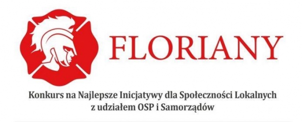 Grafika zawierająca napis Konkurs na Najlepsze Inicjatywy dla Społeczności Lokalnych z udziałem OSP i Samorządów FLORIANY 2023