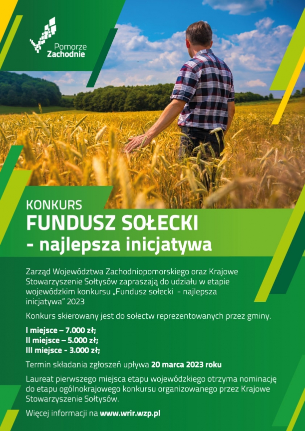 plakat konkursu ukazujący rolnika w polu