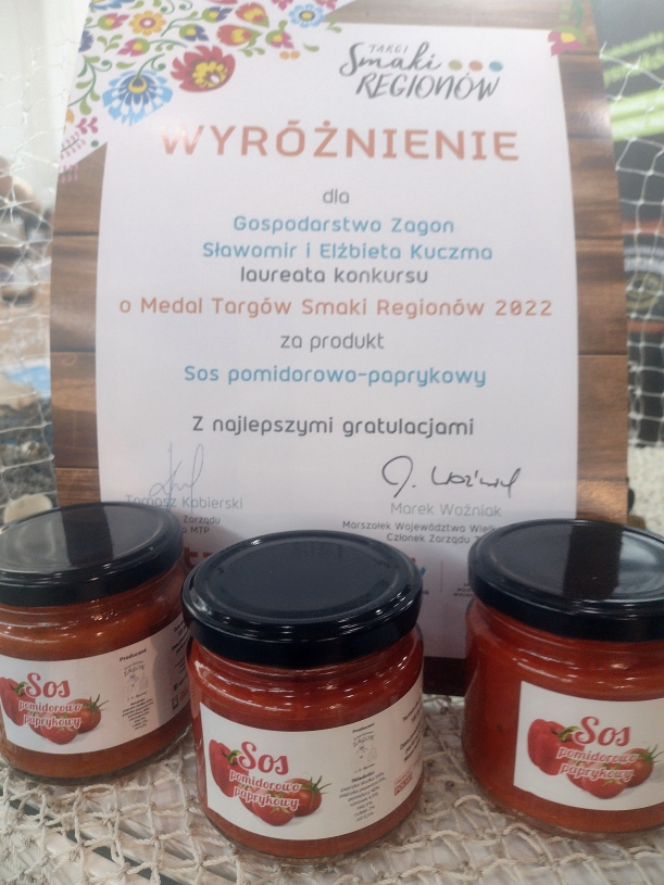 Produkt sos pomidorowo-paprykowy i wyróżnienie w konkursie o medal targów