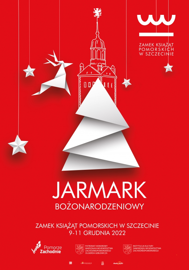 Plakat Jarmarku Bożonarodzeniowego Zamek Książąt Pomorskich świąteczne tło