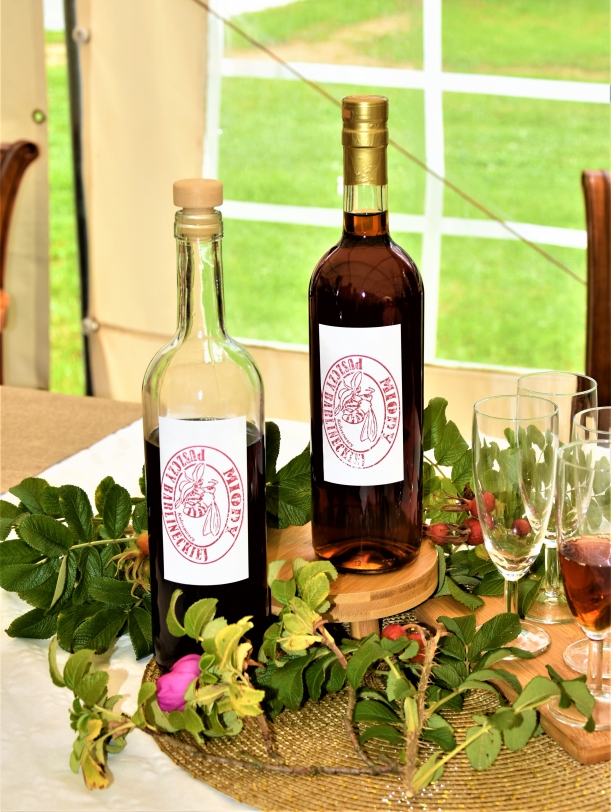 butelki z miodem pitnym dwójniak Jesienna róża