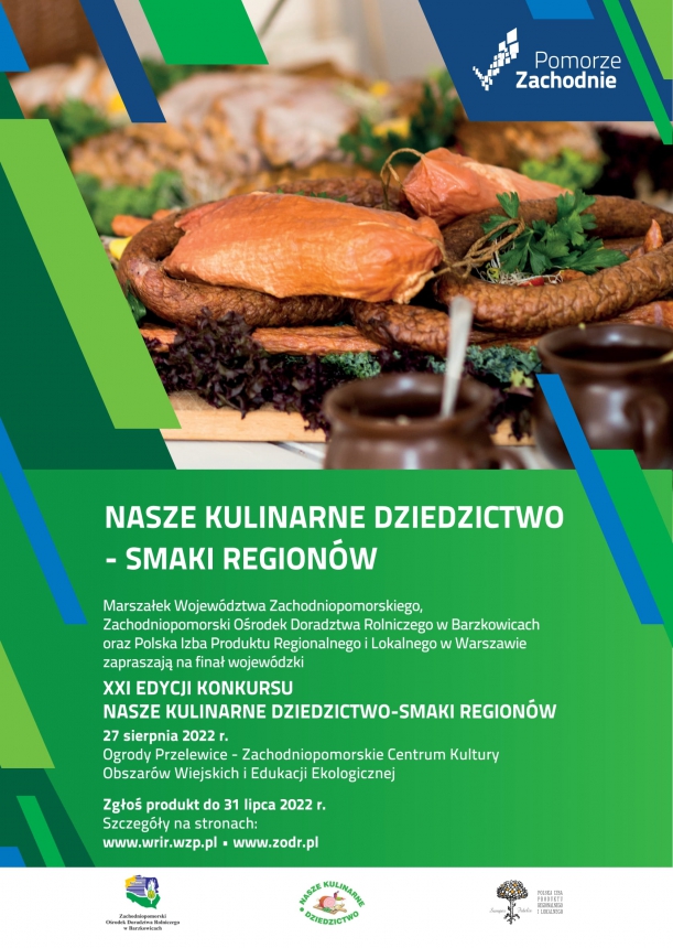 Plakat przedstawiający szynkę i kiełbasę 