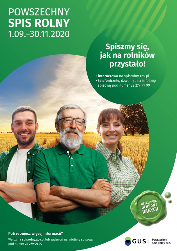 Plakat Powszechnego Spisu Rolnego 2020 Plakat promujący Powszechny Spis Rolny 2020