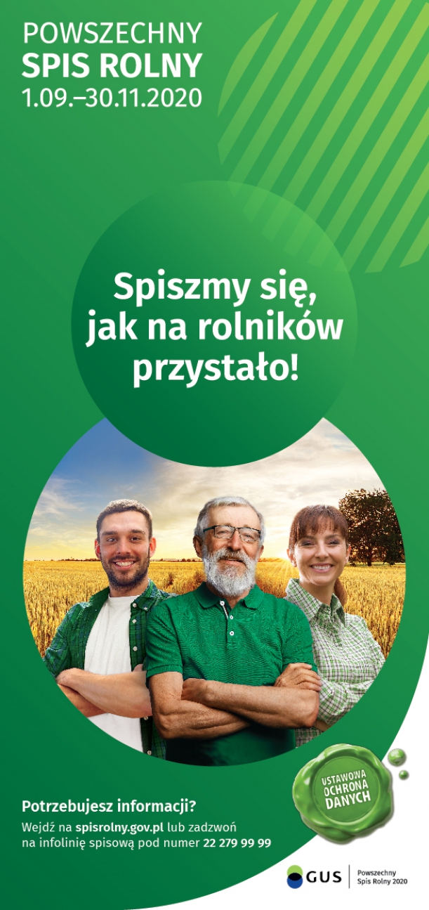 Ulotka Powszechnego Spisu Rolnego 2020 strona 1 strona pierwsza ulotki Powszechnego Spisu Rolnego 2020